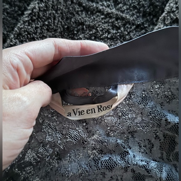 La Vie En Rose Grey Satin Robe Kimono Lace Back - Picture 4 of 5